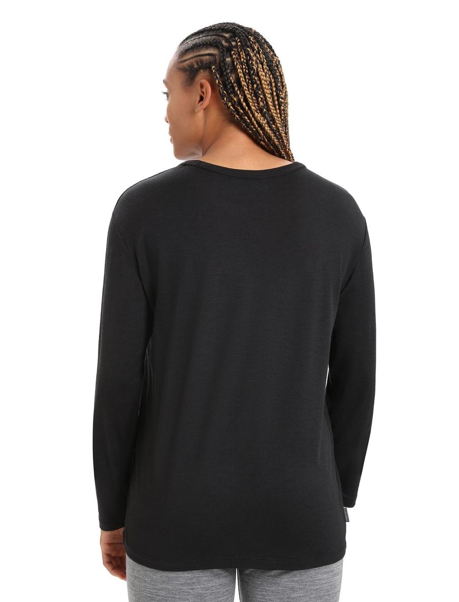 Black Icebreaker Merino Granary T-Shirt Women's Long Sleeve | AU 1639GSOL